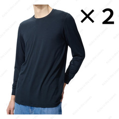 [2PCS SAME COLOR] UNIQLO HEATTECH T-Shirt 472909 Crew Neck Long-Sleeve Men New