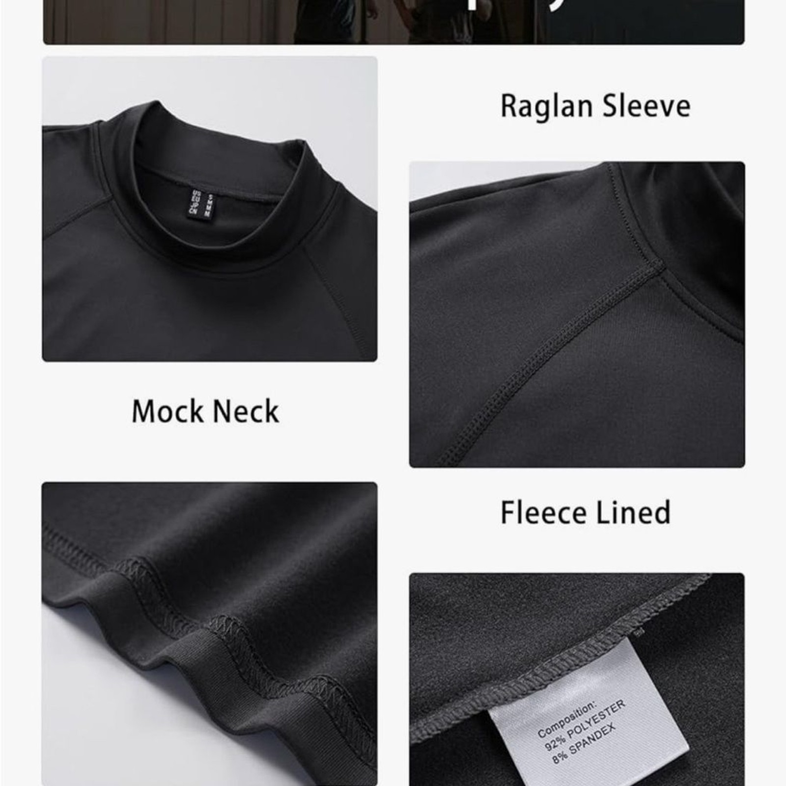 MAGCOMSEN Men’s L Black Thermal Shirt Fleece Lined Long Sleeve Athletic Base NWT gallery