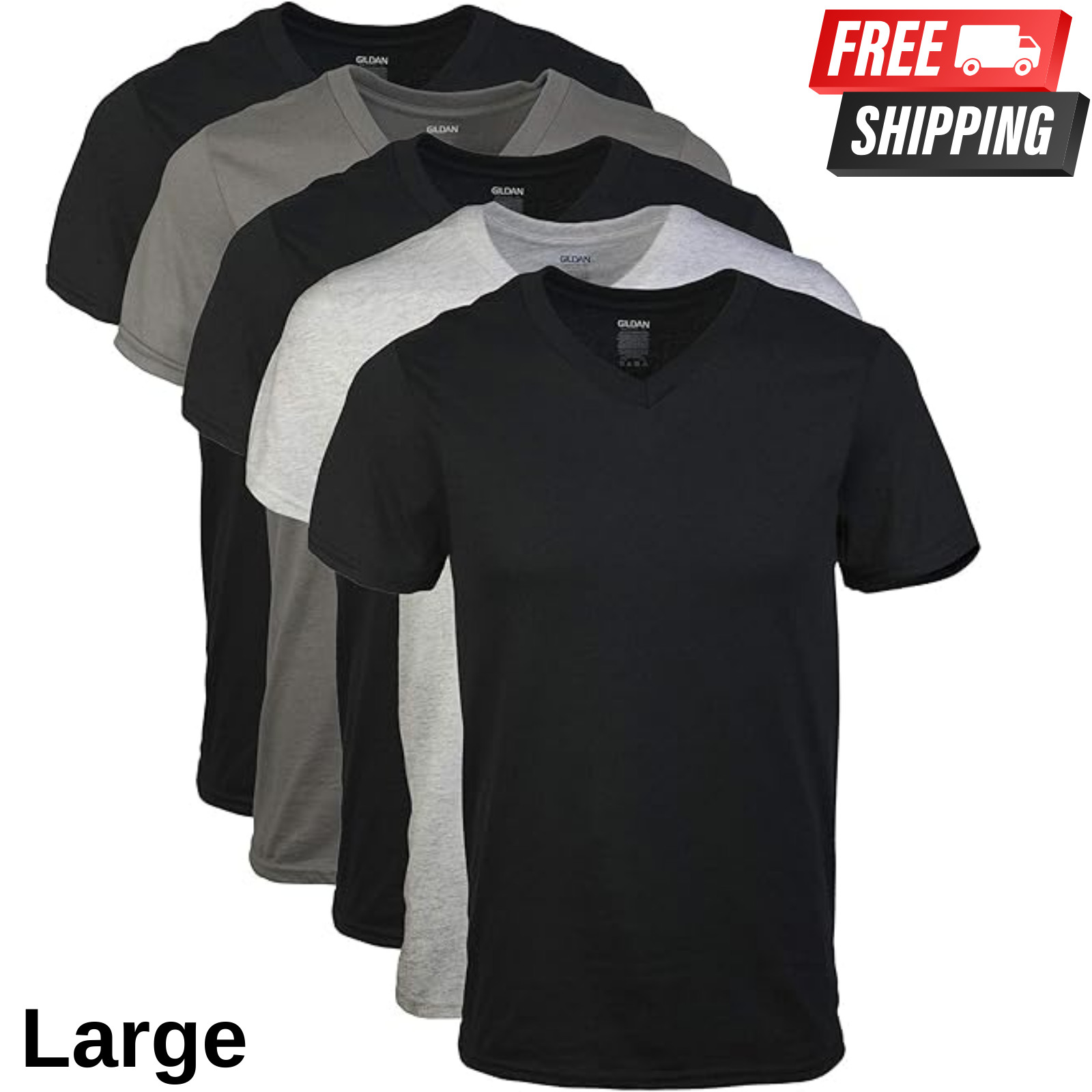 Camisetas De Cuello En V Surtidas Para Hombres Multicolor Large (Paquete De 5) gallery
