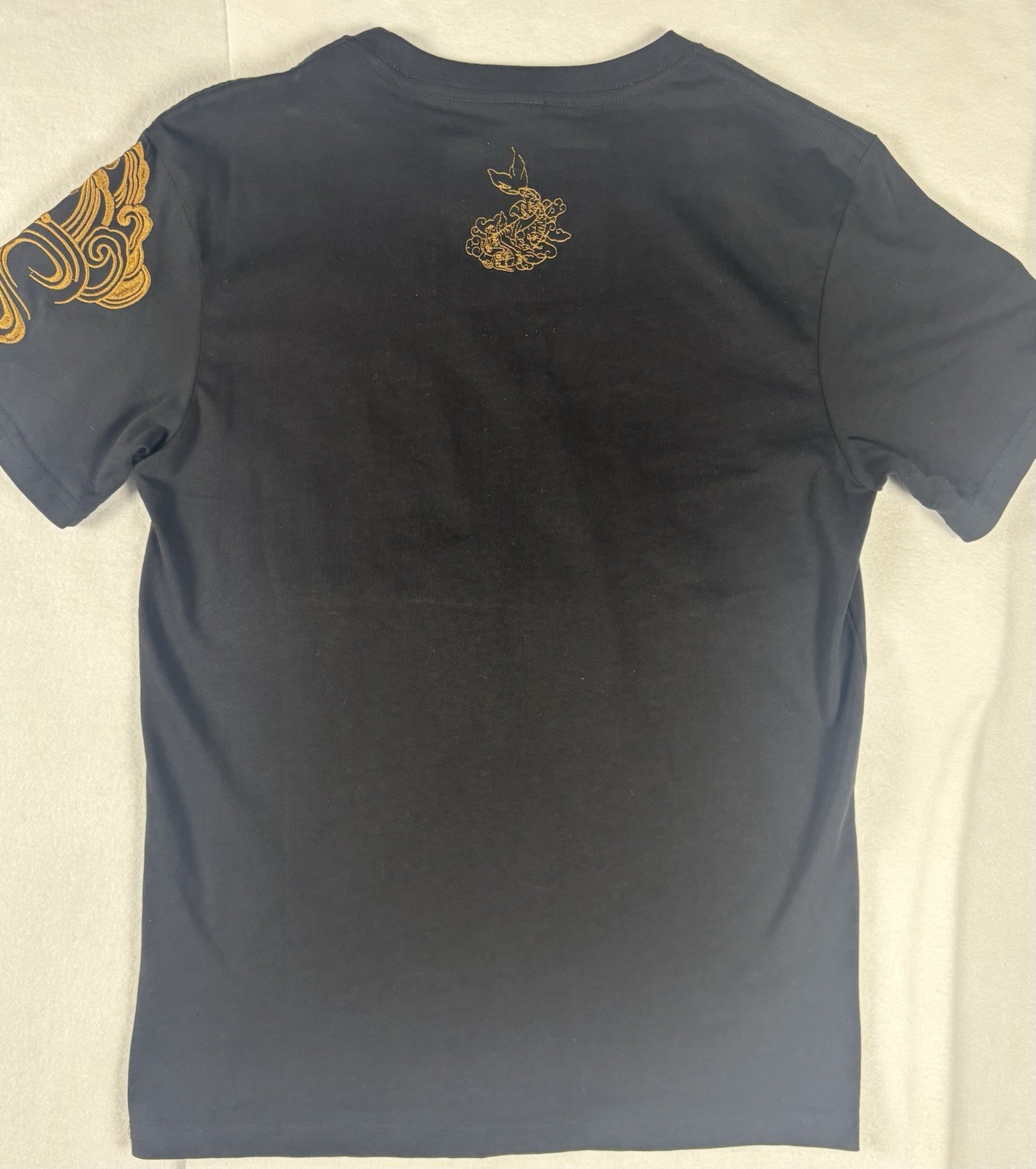 Vintage Style Japanese Brand Sukajan Dragon Embroidered Koi Fish Shirt Black L gallery
