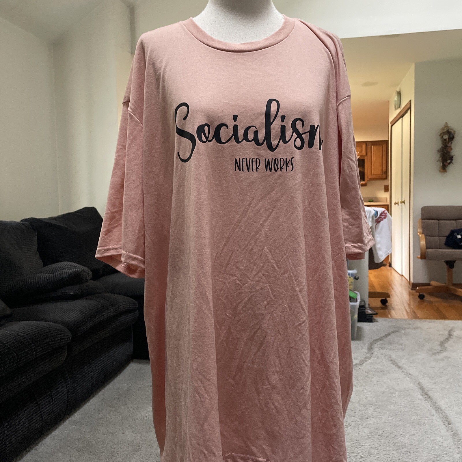 District Perfect Tri Short Sleeve t Shirt Socialism Never Works Size 4 XL gallery