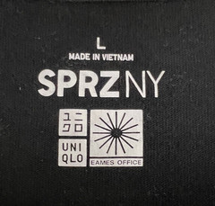 SPRZ NY X Eames Office Size Large Black Cotton All Over Graphic SS Crew Neck Tee