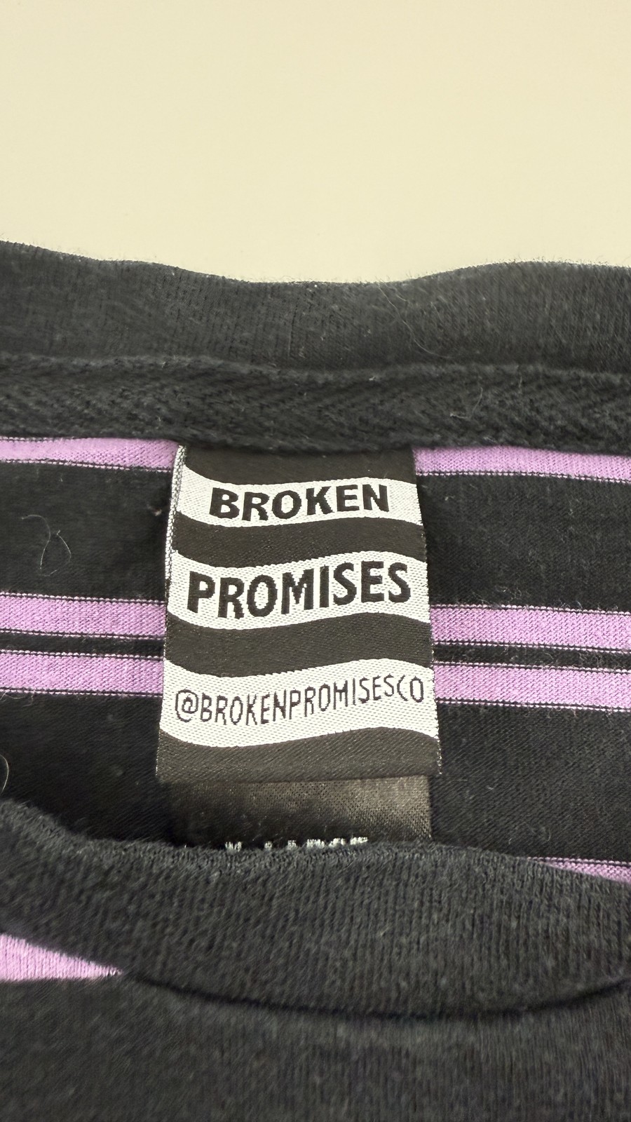 Broken Promises Shirt Mens XL Black Purple Striped Rose Embroidered Skate Tee gallery