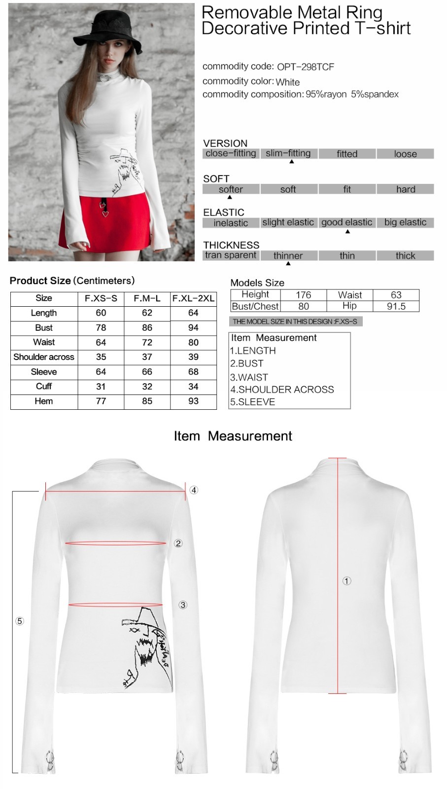 PUNKRAVE Stand-collar long-sleeve T-shirt OPT-298W gallery