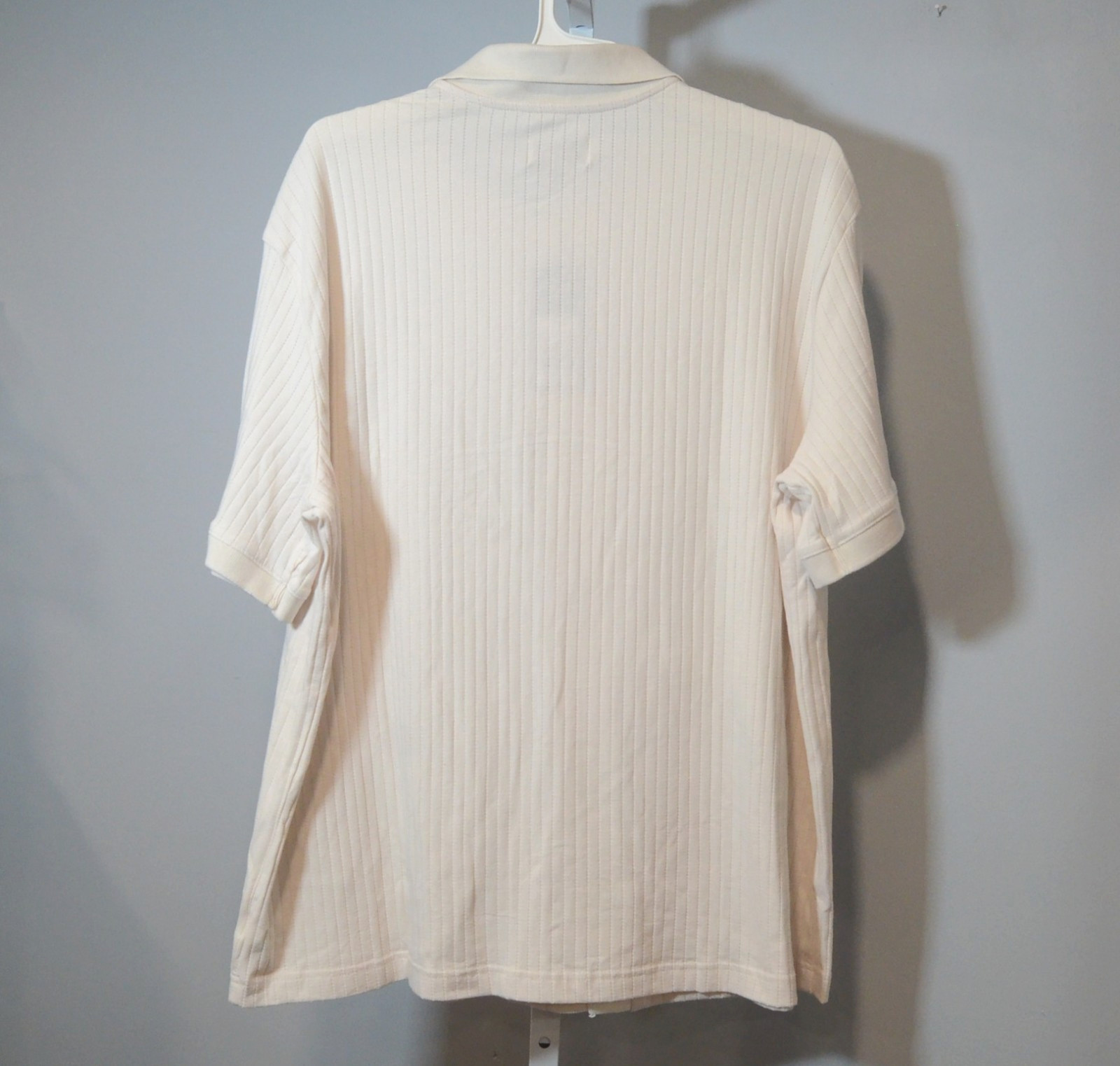 NWT Goodfellow & Co Men's XL Beige Ribbed Knit Button-up Shirt Short Sleeve gallery