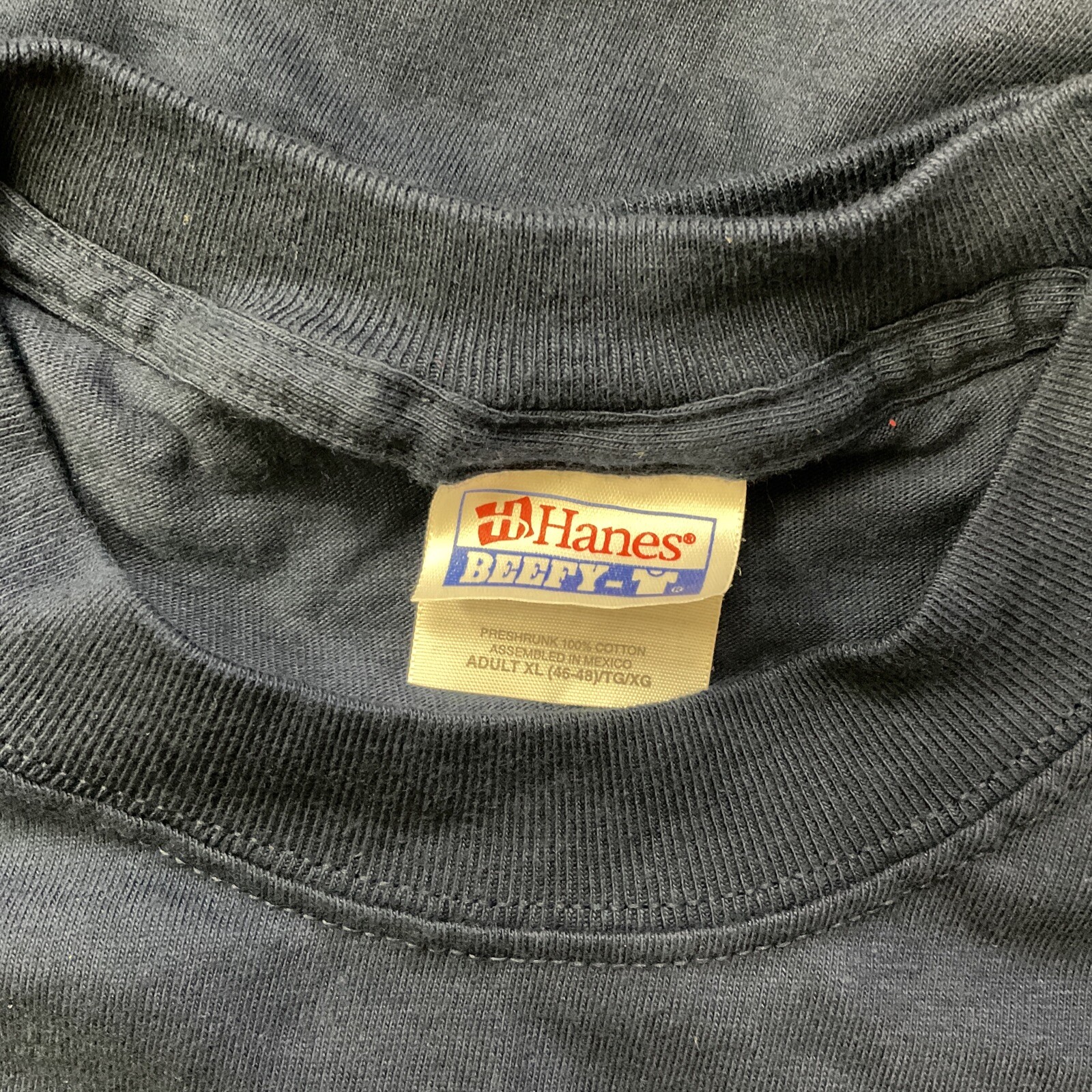 Hanes Adult Mens Beefy 5180 Puma Soccer Navy White SS Crew Neck Tshirt New gallery