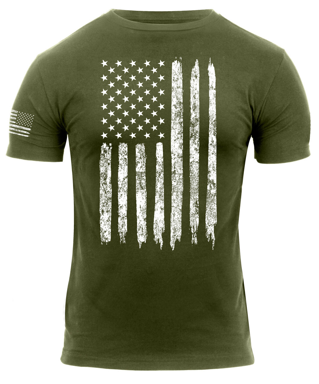Rothco Distressed US Flag Athletic Fit T-Shirt – Olive Drab