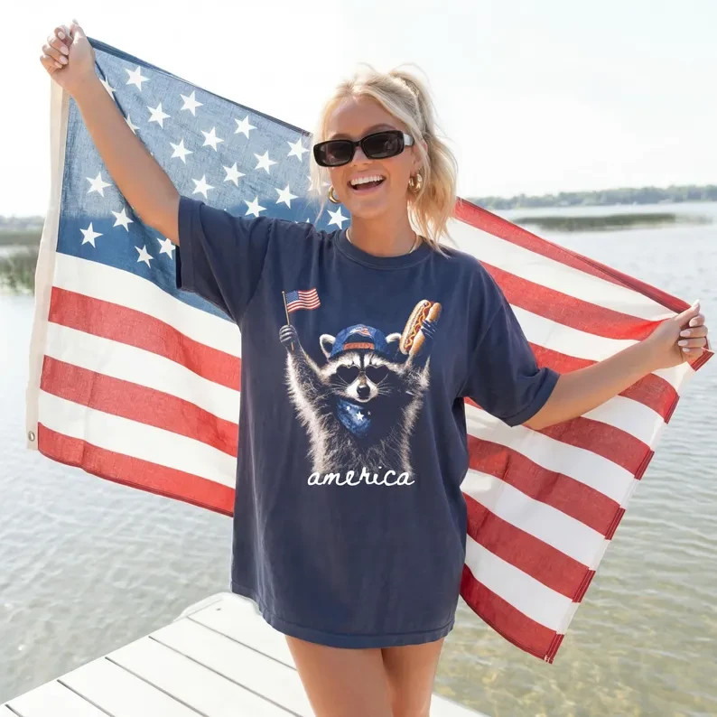 Feral & Free Racoon Shirt, 4th of July Shirt, Independence Day Shirt gallery