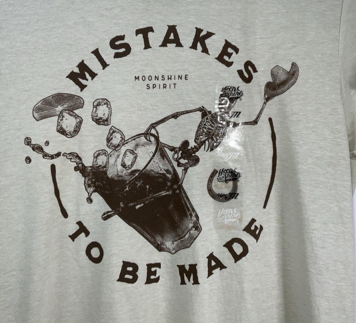 NWT Brad Paisley Moon Shine Spirit Mistakes To Be Made Rodeo T-shirt Tan Medium gallery