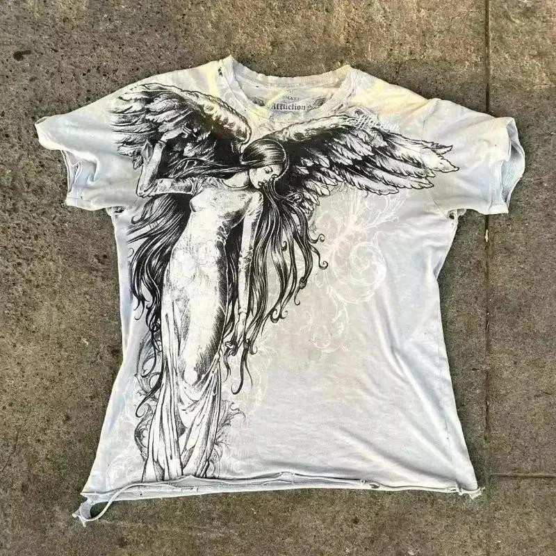 Classic Y2k Gothic Style T-shirt Print Oversized T Shirt High Street Shirts gallery