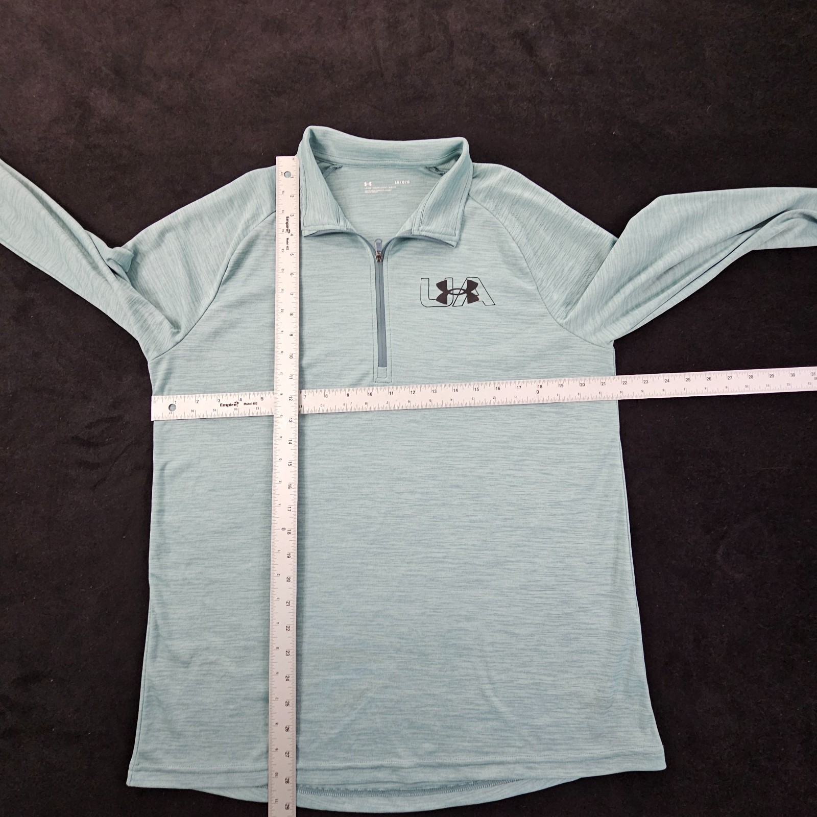Under Armour Loose Green Long Sleeve 1/4 Zip Collared Performance T-Shirt Mens L gallery