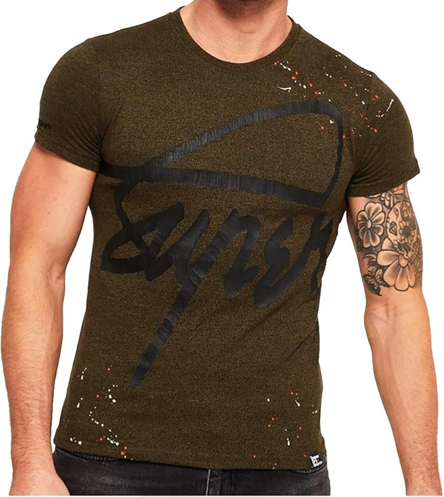 Superdry Cursive Logo Tee in Black Olive Grit Size M gallery