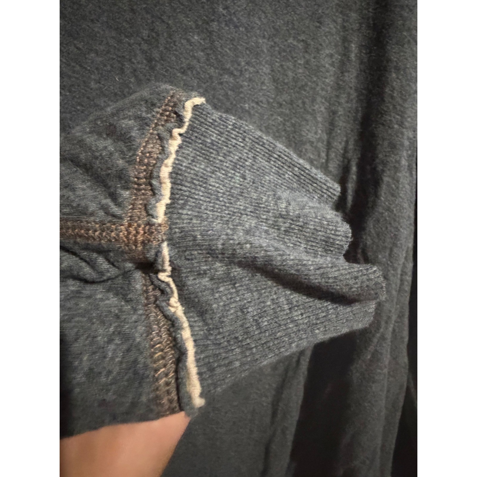 Carbon 2 Cobalt Mens XL Henley Shirt Gray Long Sleeve Raw Edge Cotton RN 129641 gallery