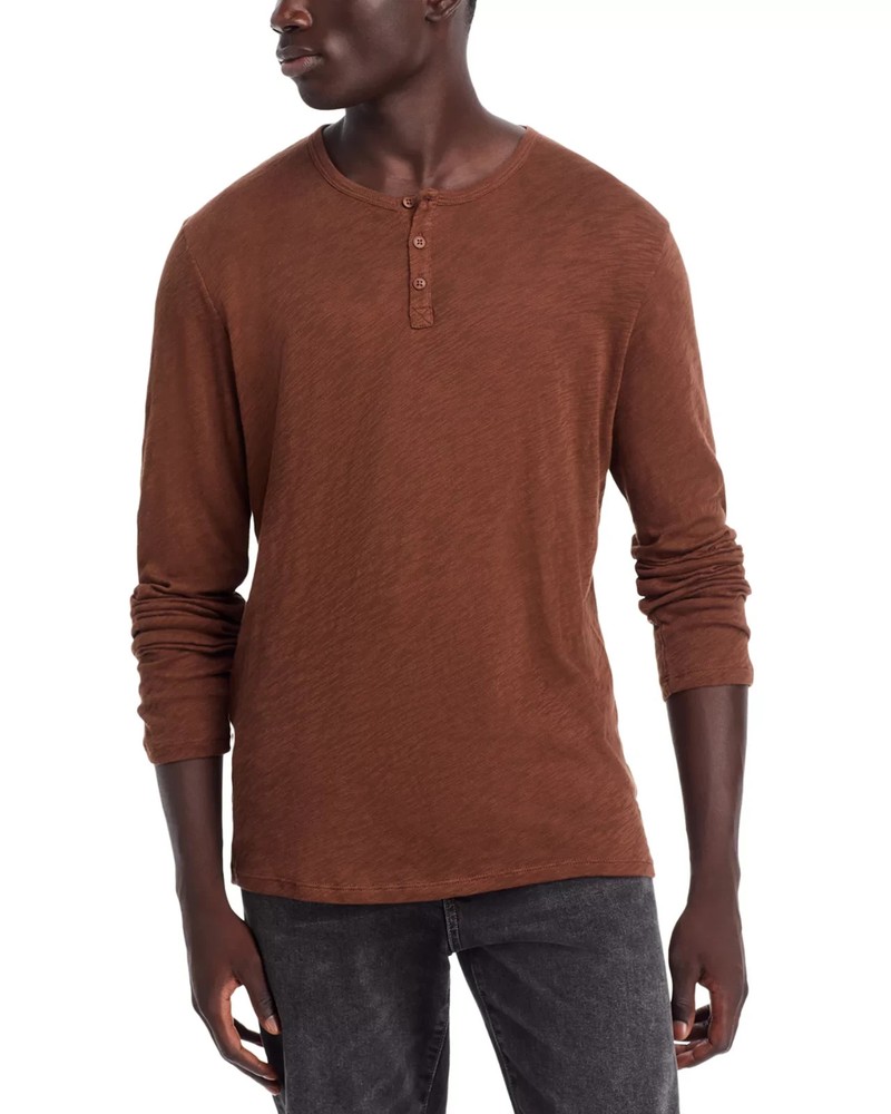 ATM Anthony Thomas Melillo Henley Top Men’s M Pecan Brown Long Sleeve Pullover