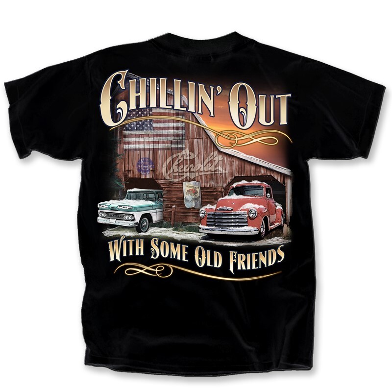 Chevy Trucks Chillin' Out With Some Old Friends T-Shirt Black Official Licensed gallery