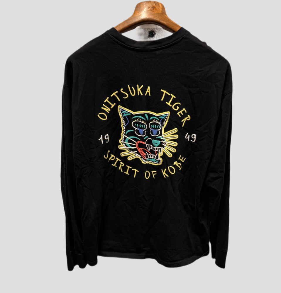 Onitsuka Tiger Long Sleeve ASICS Graphic tee Tiger XL black cotton 1949