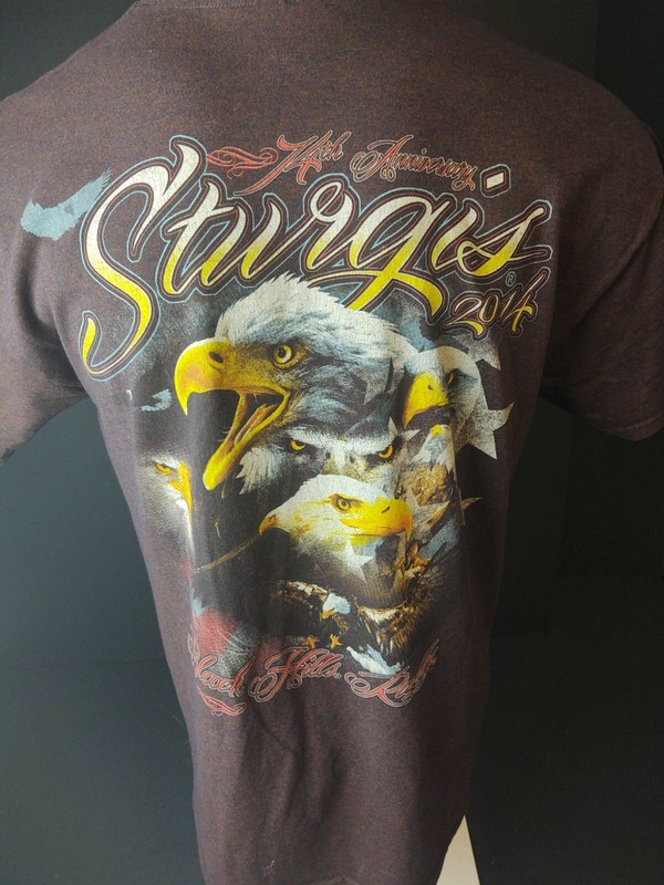 Sturgis 14th Anniversary 2014 Black Hills Rally Motor T-shirt. Size Large. C9 gallery