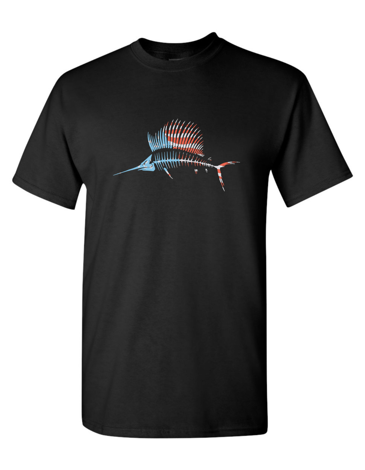 MARLIN FLAG FISHING T SHIRT BLACK