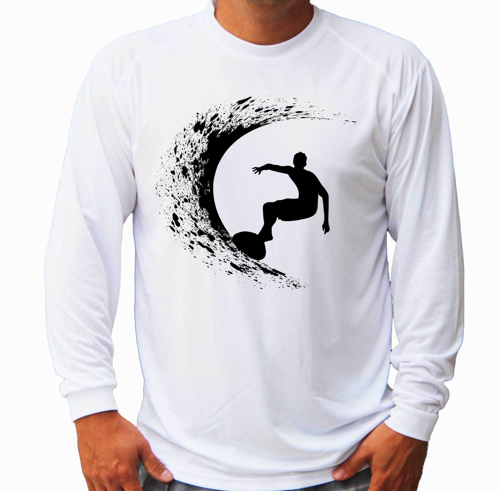 Surfing Wave Surfer Long Sleeve UPF 30 T-Shirt Sport Boat Beach UV Sun Protected