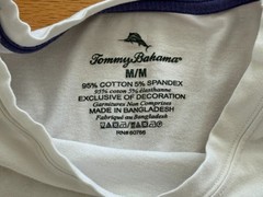 Tommy Bahama White Logo Short Sleeve Cotton Spandex T-shirt Medium Nice