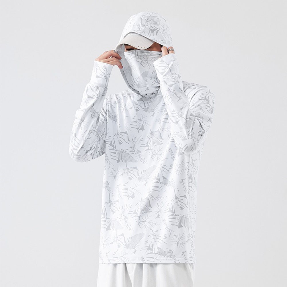 Fishing T-Shirt for Men UV Protective Hooded Top with High Neck Design gallery