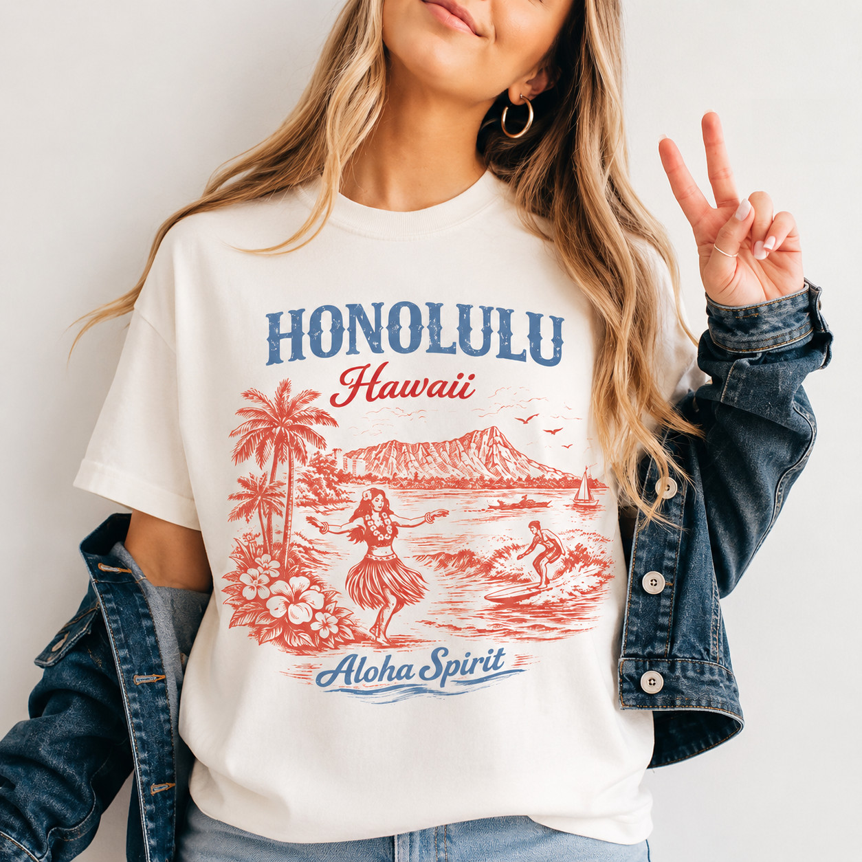 Vintage Tropical Beach Trendy Honolulu Hawaii Graphic Cotton Unisex Tee