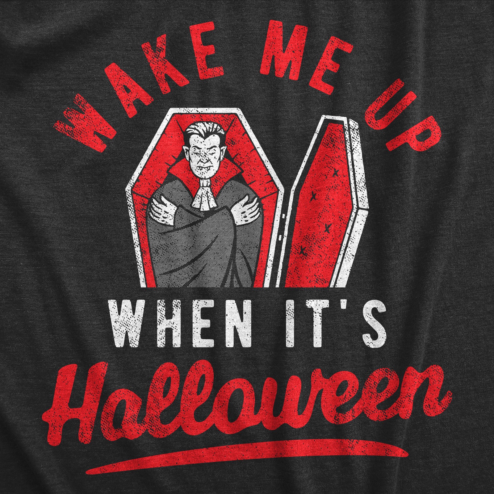 Mens Wake Me Up When Its Halloween T Shirt Funny Vampire Spooky Season Lover Tee gallery