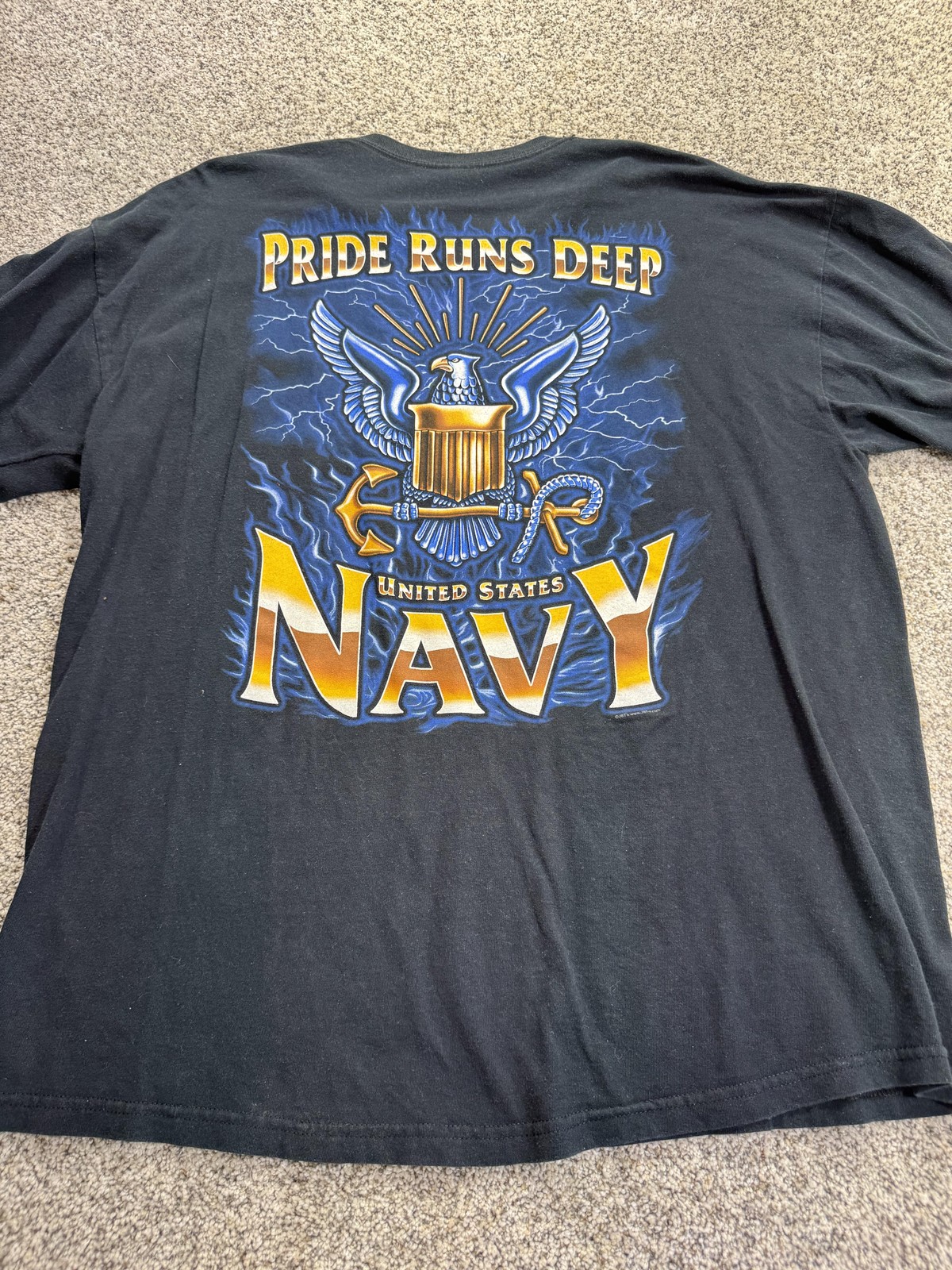 US Navy Shirt Mens XL Black Pride Runs Deep Graphic Tee Military Patriotic Eagle gallery