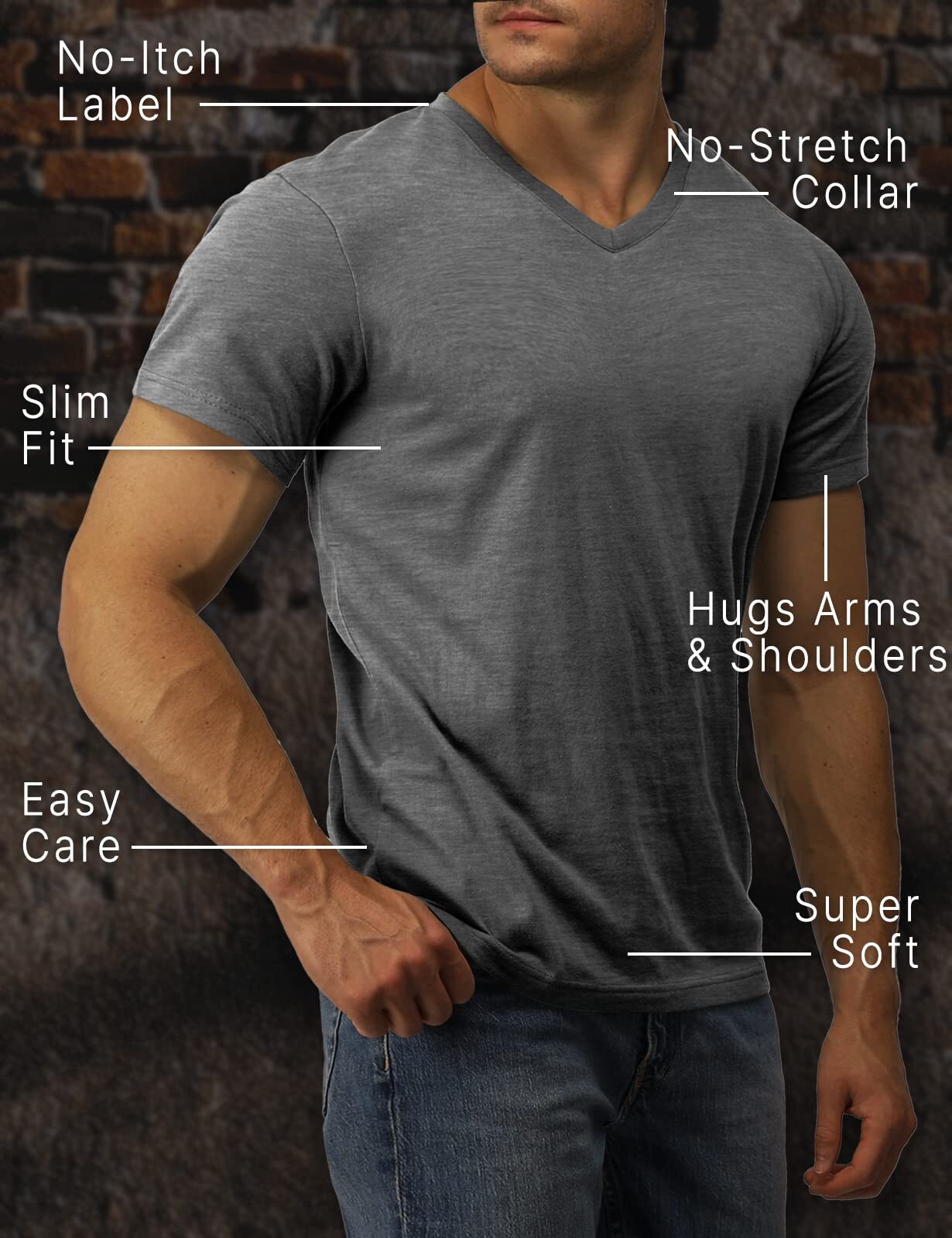 Mens Daily Basic V Neck Short Sleeve T-Shirts with Cotton Blended Fabric WHIT... gallery