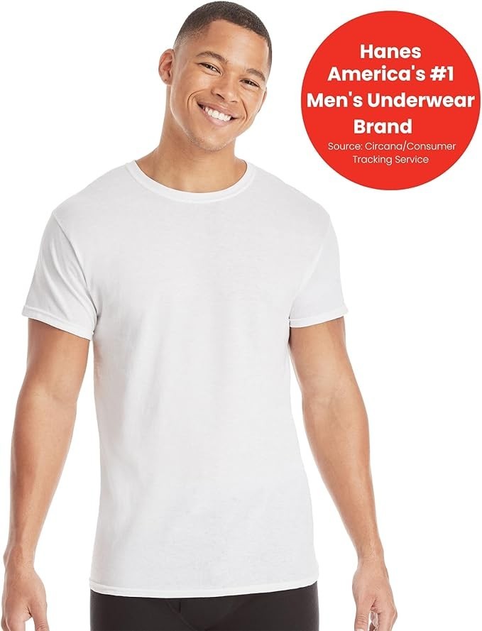 Hanes 2135Z0 Men's T-Shirt Size L White | Soft Cotton Crew Neck Tee gallery