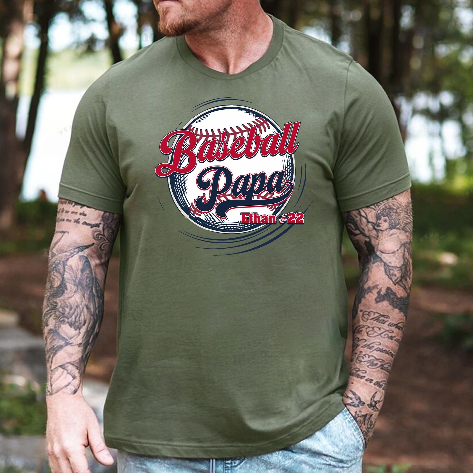 Personalized Baseball Papa Shirt Custom Player Name Number Grandpa Gift Tee gallery