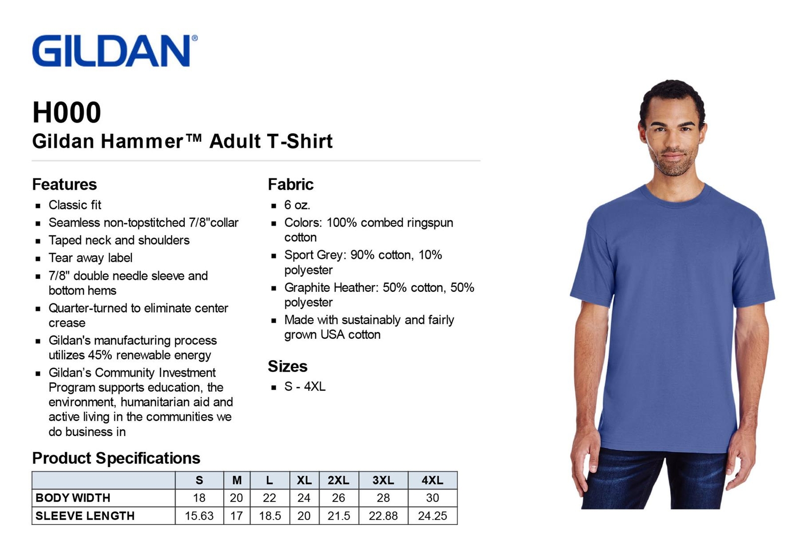 Gildan Mens Hammer Heavy T-Shirt Ring Spun Cotton Short Sleeves S-5XL H000 gallery