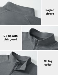 Mens Quarter Zip Pullover Long Sleeve Shirt UPF 50+ Lightweight Golf Shirts P…