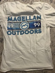 Magellan Outdoors Men’s S White/Blue Logo Graphic Crew Neck Short Sleeve Tee