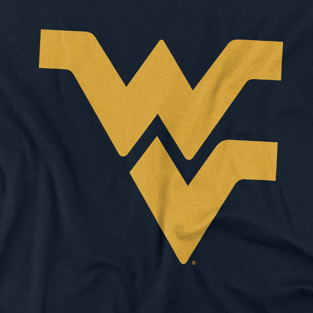 West Virginia University Adult T-Shirt Distressed Primary Logo, Navy, S-5XL gallery