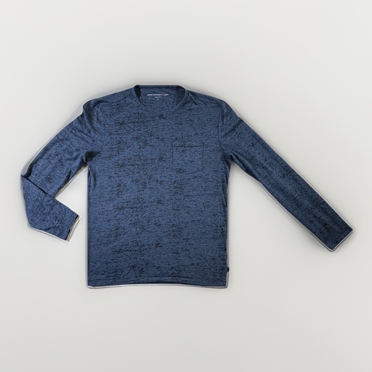 John Varvatos Mens Blue and Black Lightweight Long Sleeve Tee Shirt Size S