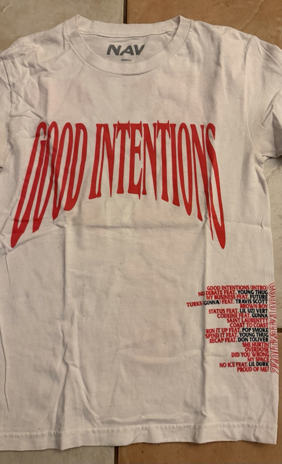 VLONE x Nav Bad Habits Good Intentions Hip Hop Rap Tour T-Shirt Mens Small gallery