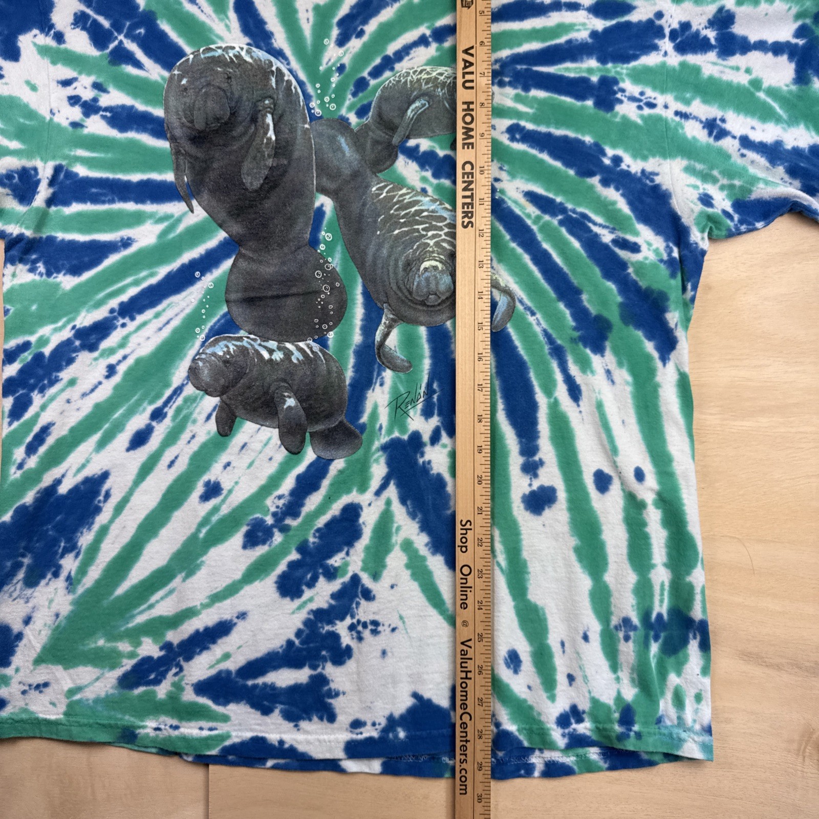 Vintage Seaworld Amusement Park Florida Manatee Tie Dye T-Shirt Sz XL gallery