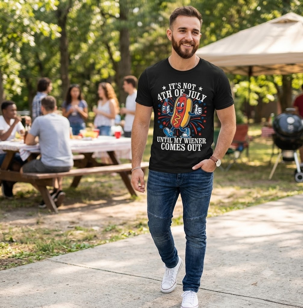 Funny It's Not 4th of July Until My Wiener Comes Out Men's T-Shirt - H531 gallery
