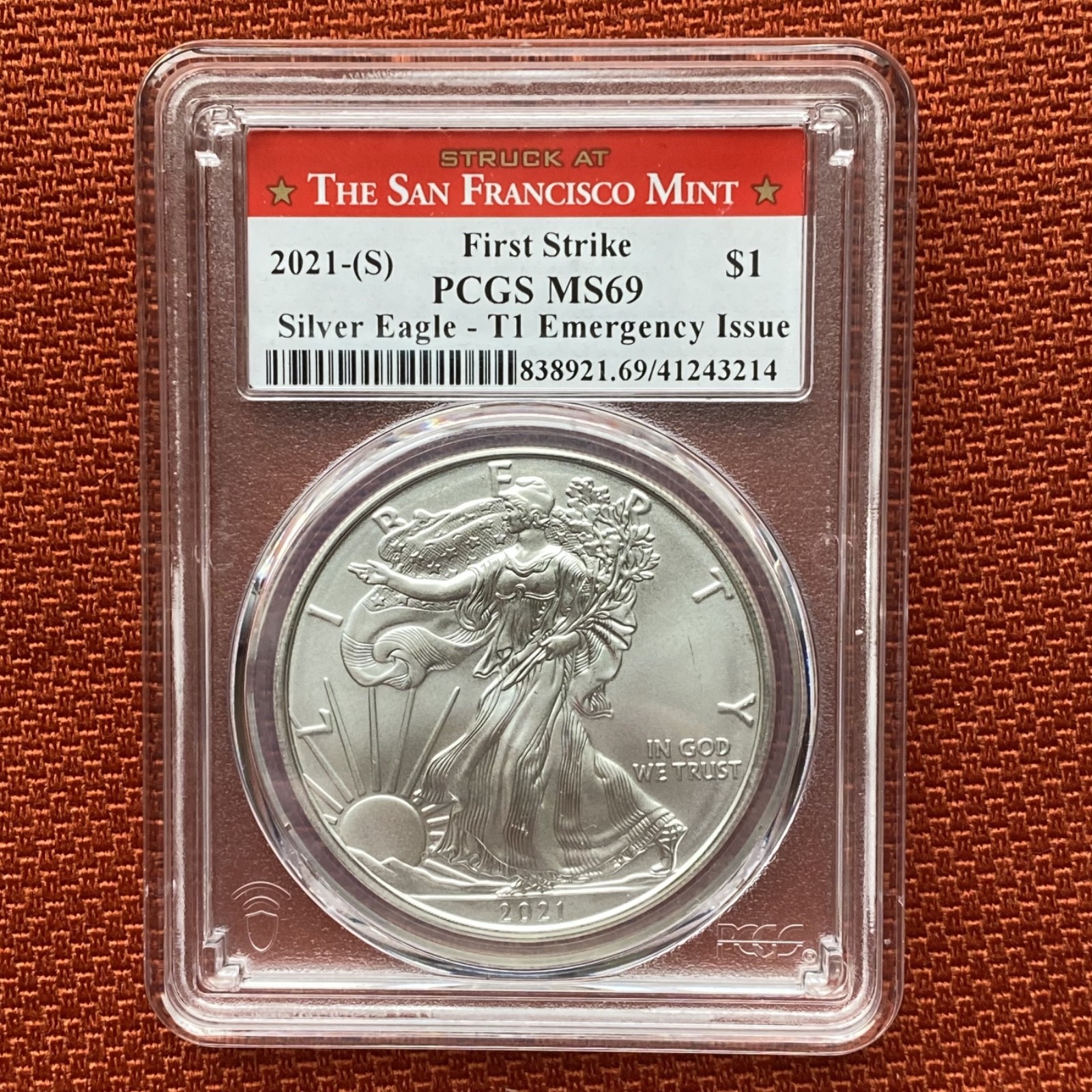 2021-S PCGS MS 69 Silver Eagle T-1 Emergency Issue with First Strike NICE!