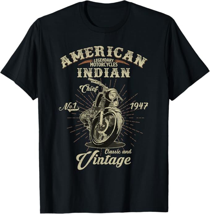 Retro American Motorcycle Indian For Old Biker T-Shirt