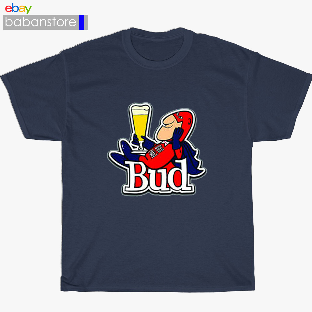 New BudMan Cartoons Bud Man Beer Black/White/Grey/Navy T-Shirt Size S-5XL gallery