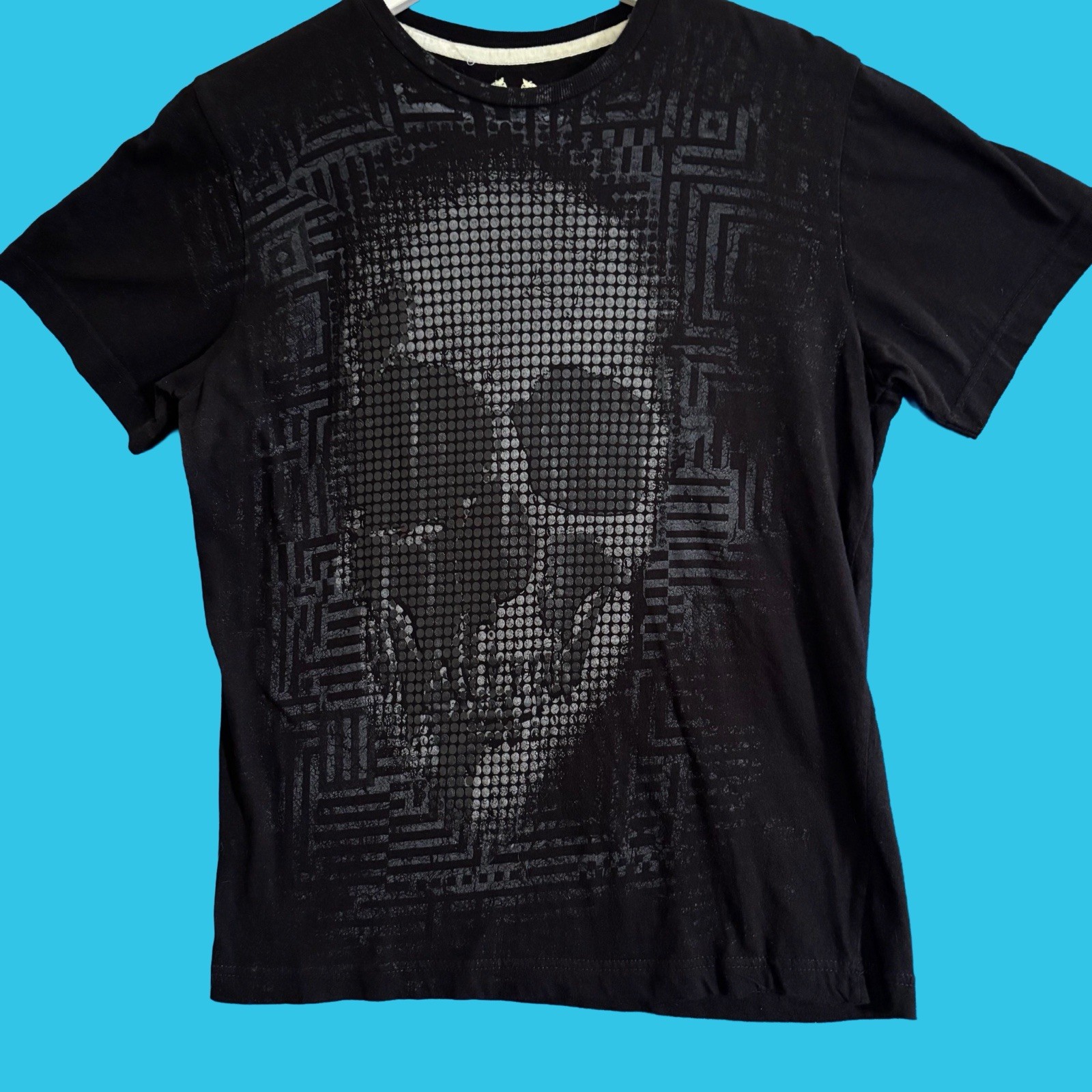 Toxic Hazard Y2K Cyber Skull Mall Goth Tee Black Men’s Glitch ASCII Op Art- L
