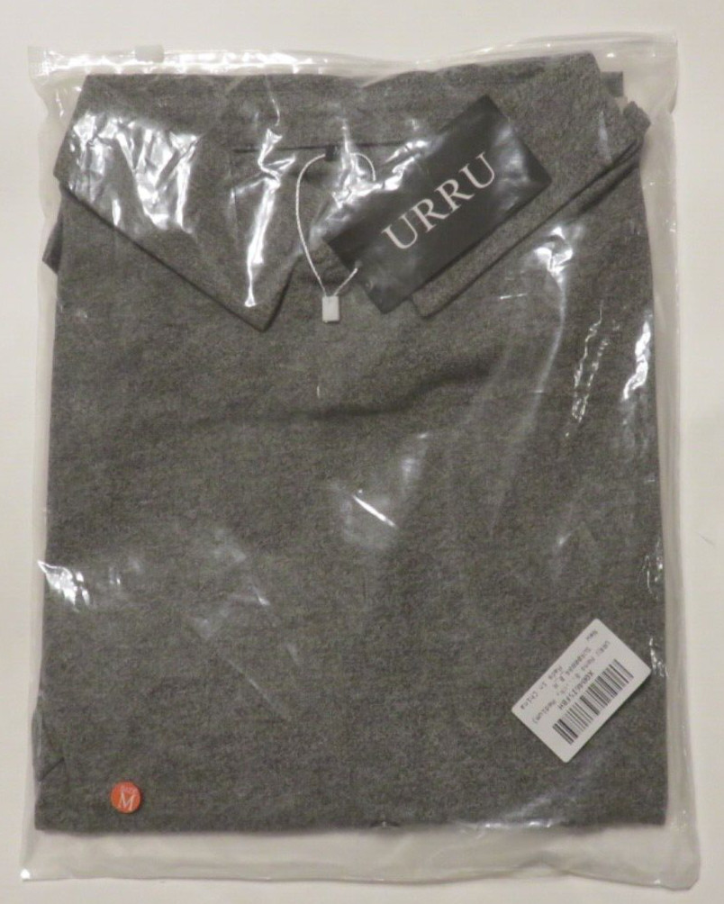 URRU Men's Stretch Short Sleeve Casual Slim Fit Polo Dark Gray SIZE: Medium NEW! gallery