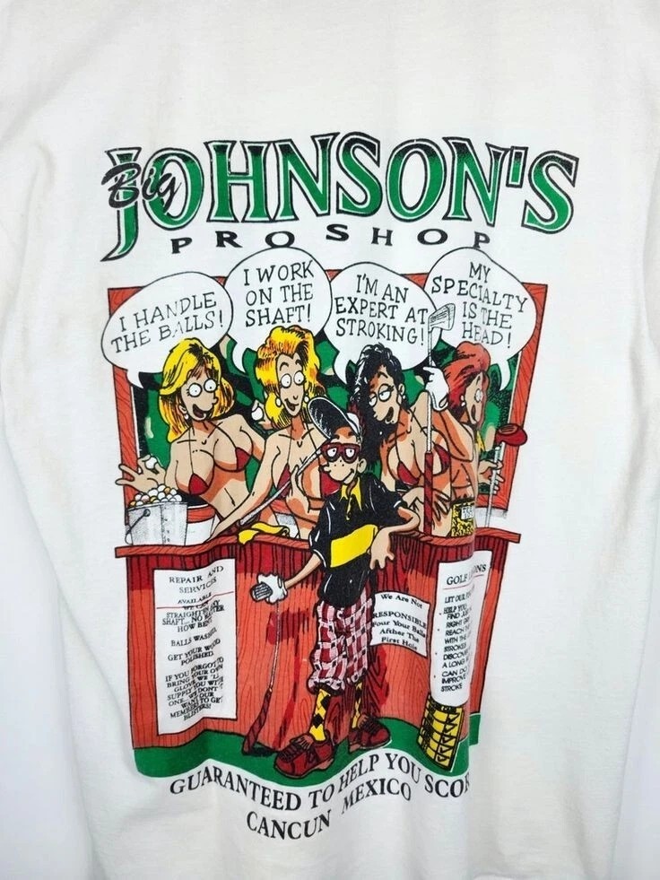 Vintage 90's BIG JOHNSON Golf Pro Shop short sleeve white color shirt gallery