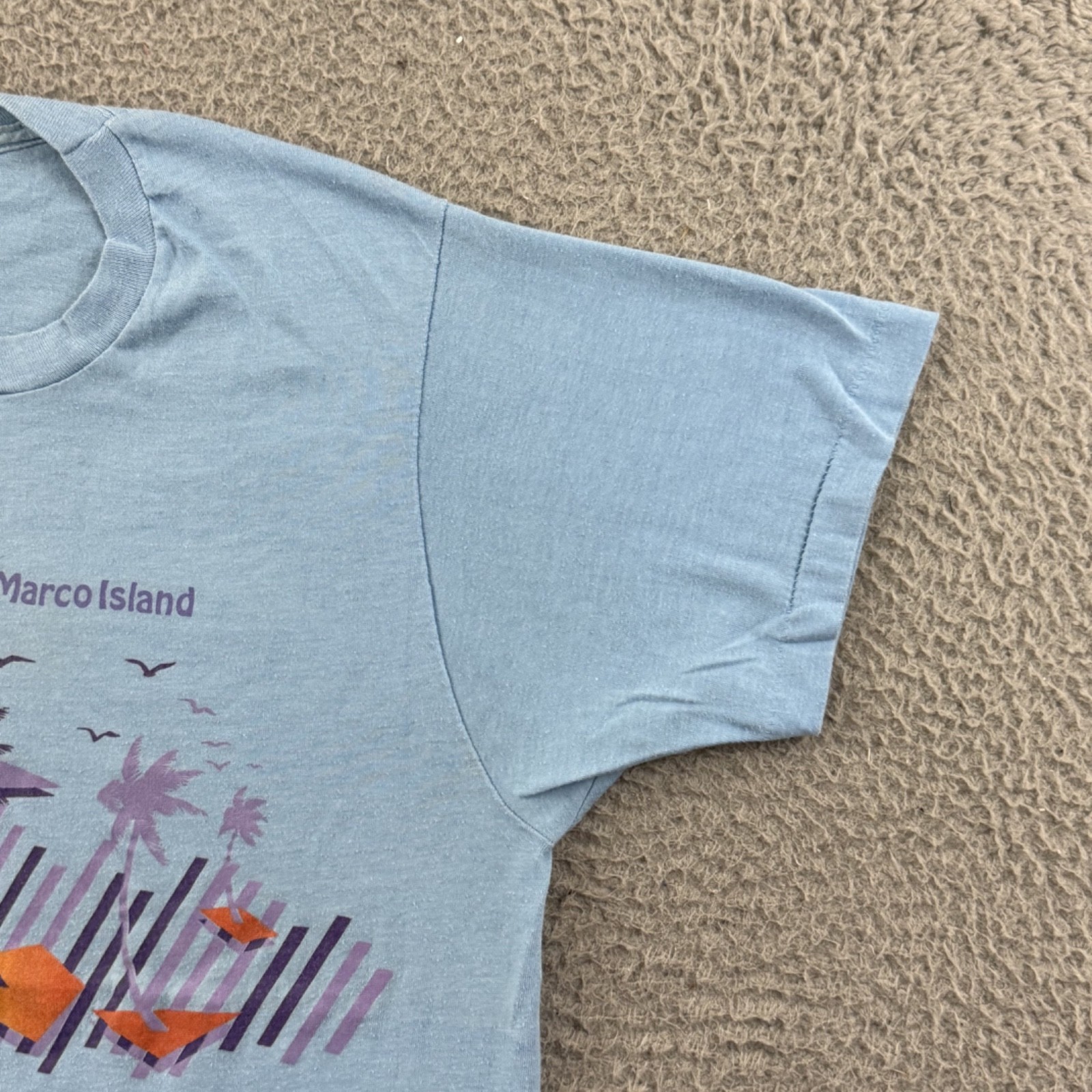 Vintage Marco Island Shirt Adult Medium Blue 80s Beach Tropical Florida USA gallery