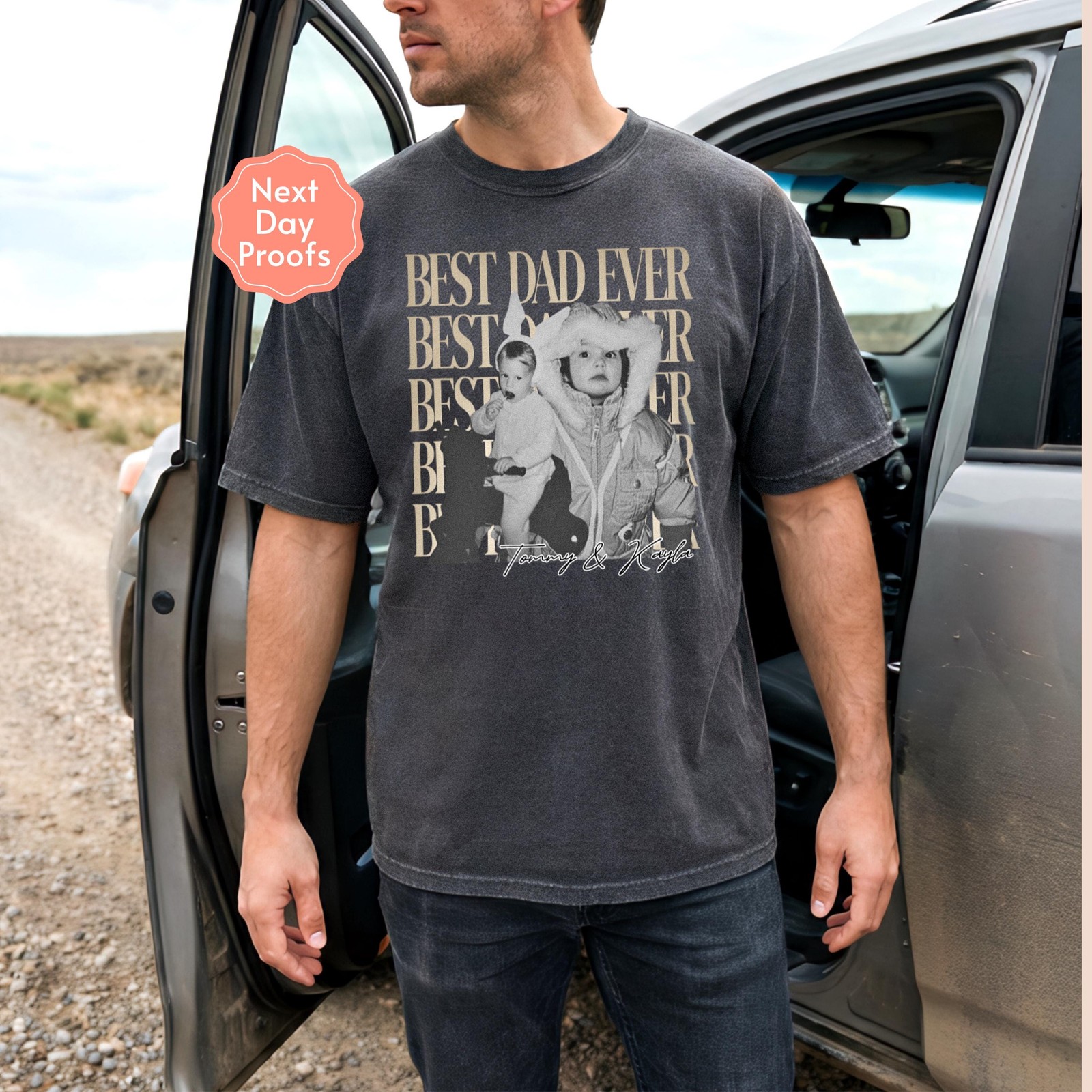 Custom Dad Photo Shirt Personalized Fathers Day Gift Bootleg Y2K Tee gallery