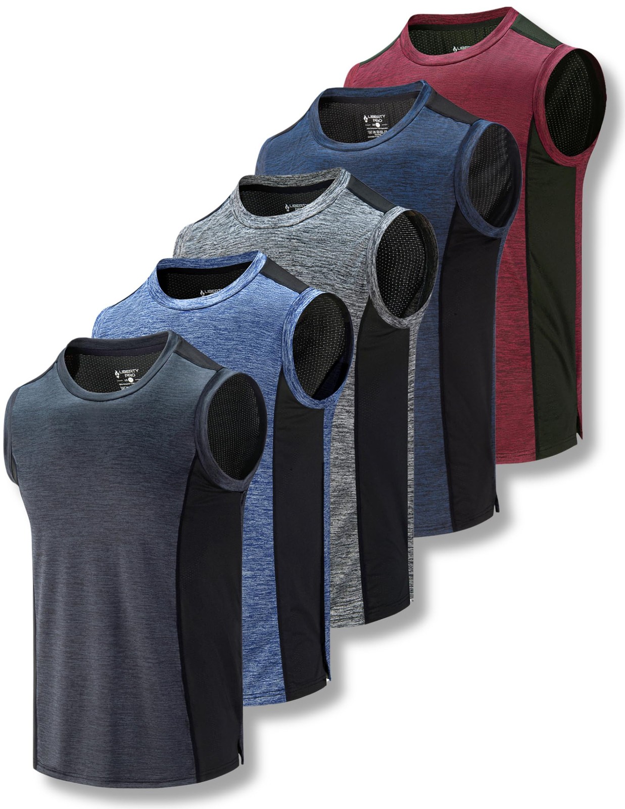 5 Pack Dry Fit Sleeveless Muscle Shirts for Men, Athletic Tank Tops for Worko... gallery