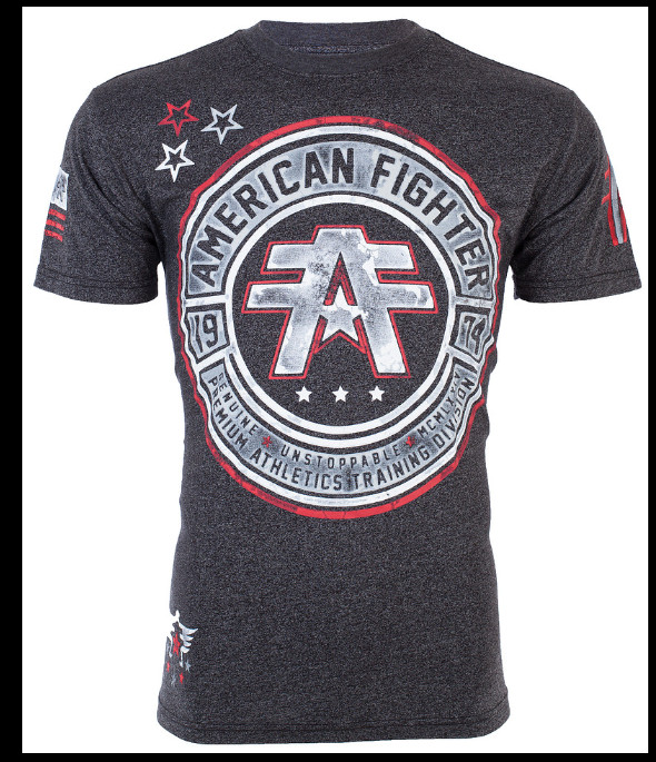 AMERICAN FIGHTER Heather Black CUMBERLAND Athletic Graphic T-shirt NWT gallery