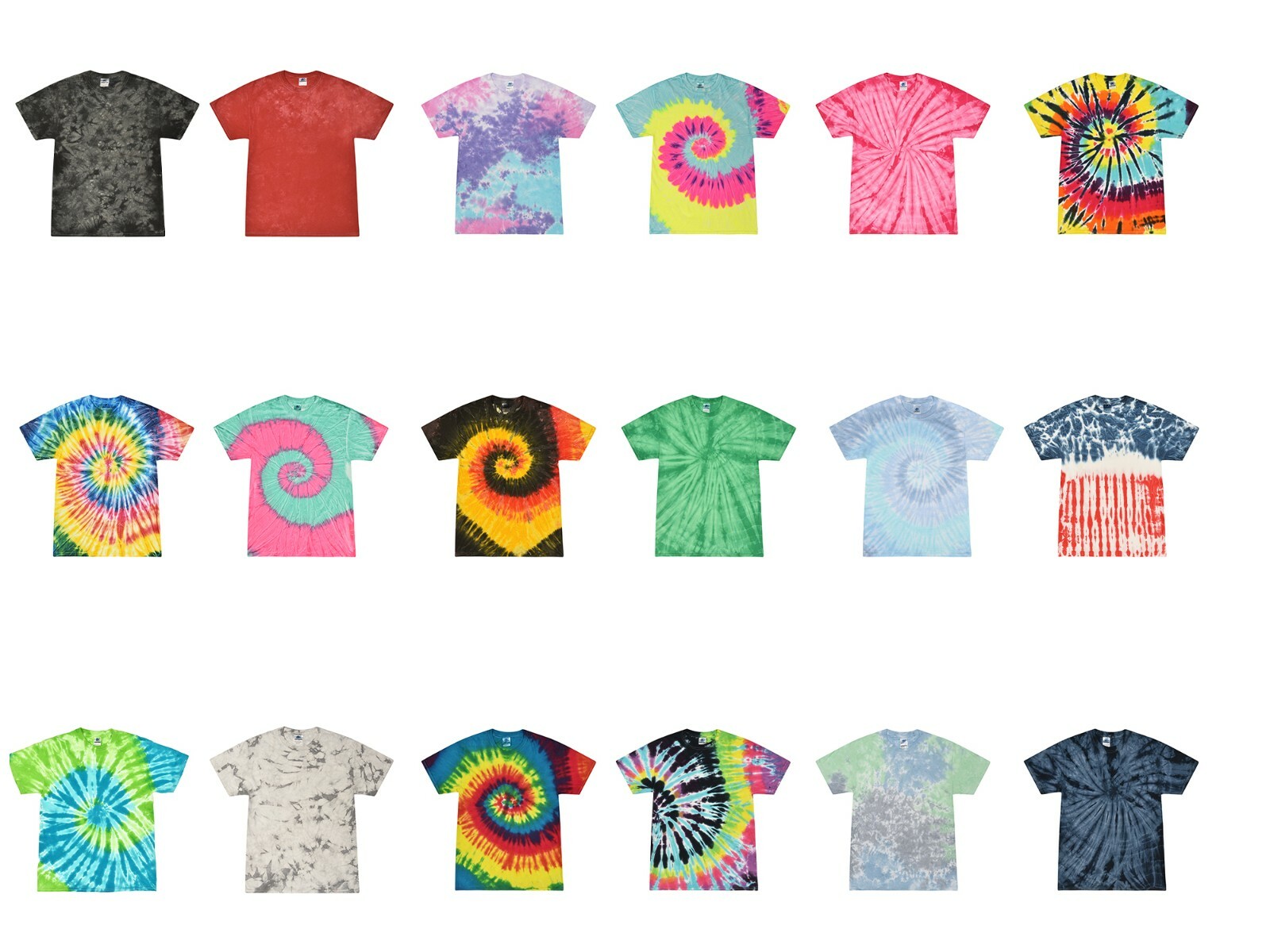 Multi-Color Tie Dye T-Shirts Kids & Adult 100% Pre-Shrunk Cotton Colortone gallery